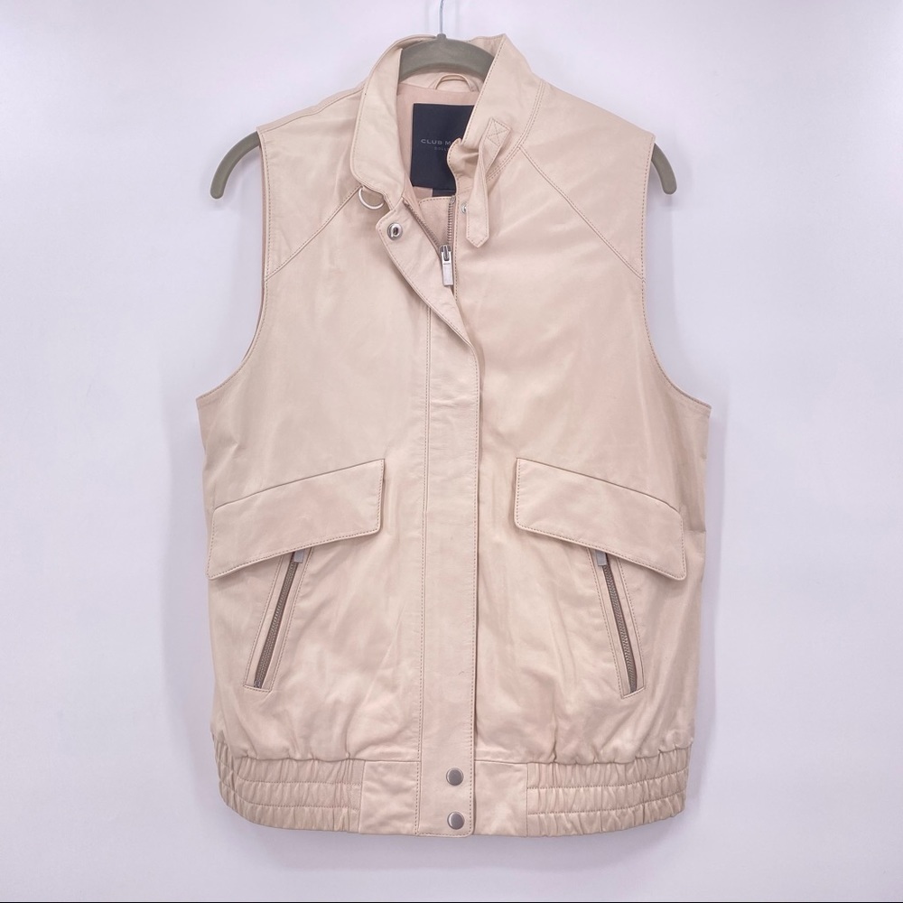Club  Monaco Beige Lamb Leather Vest Size Small